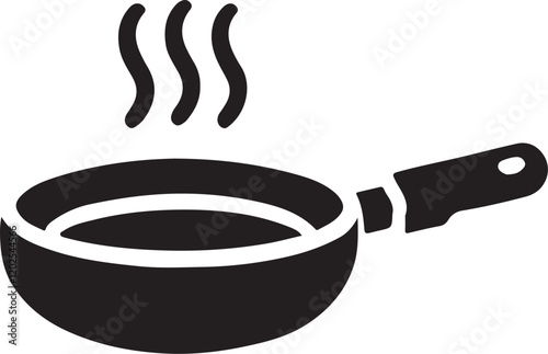 Frying pan icon silhouette vector with white background 