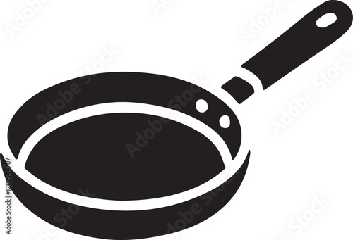 Frying pan icon silhouette vector with white background 