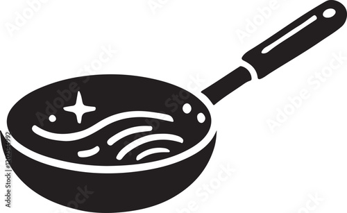 Frying pan icon silhouette vector with white background 