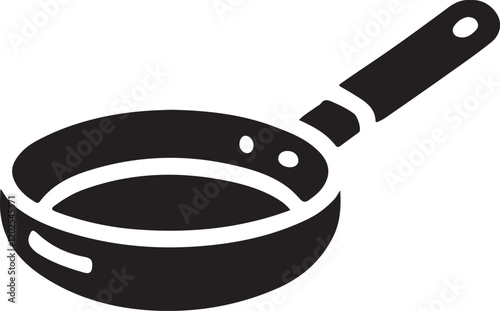 Frying pan icon silhouette vector with white background 