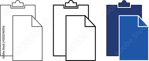 Clipboard with blank paper sheet on white background.