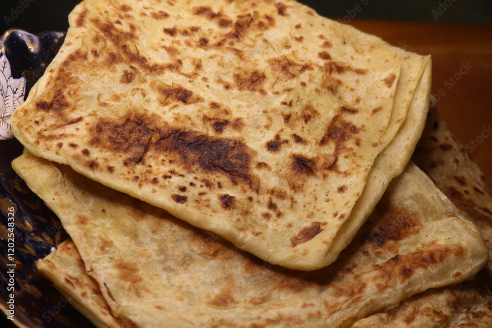 Msemen Close Up, Traditional Moroccan Flatbread Msemen Close Up, Traditional Moroccan Flatbread