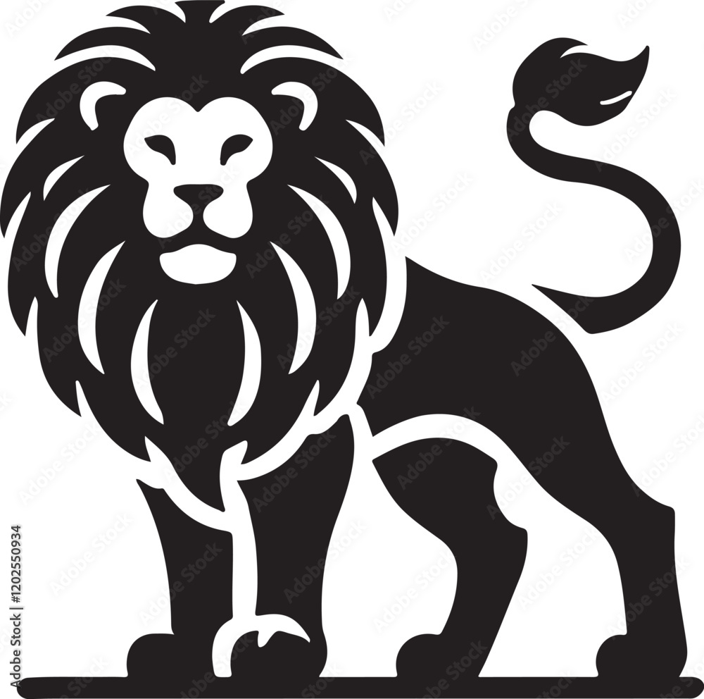 Fototapeta premium Lion icon silhouette vector with white background