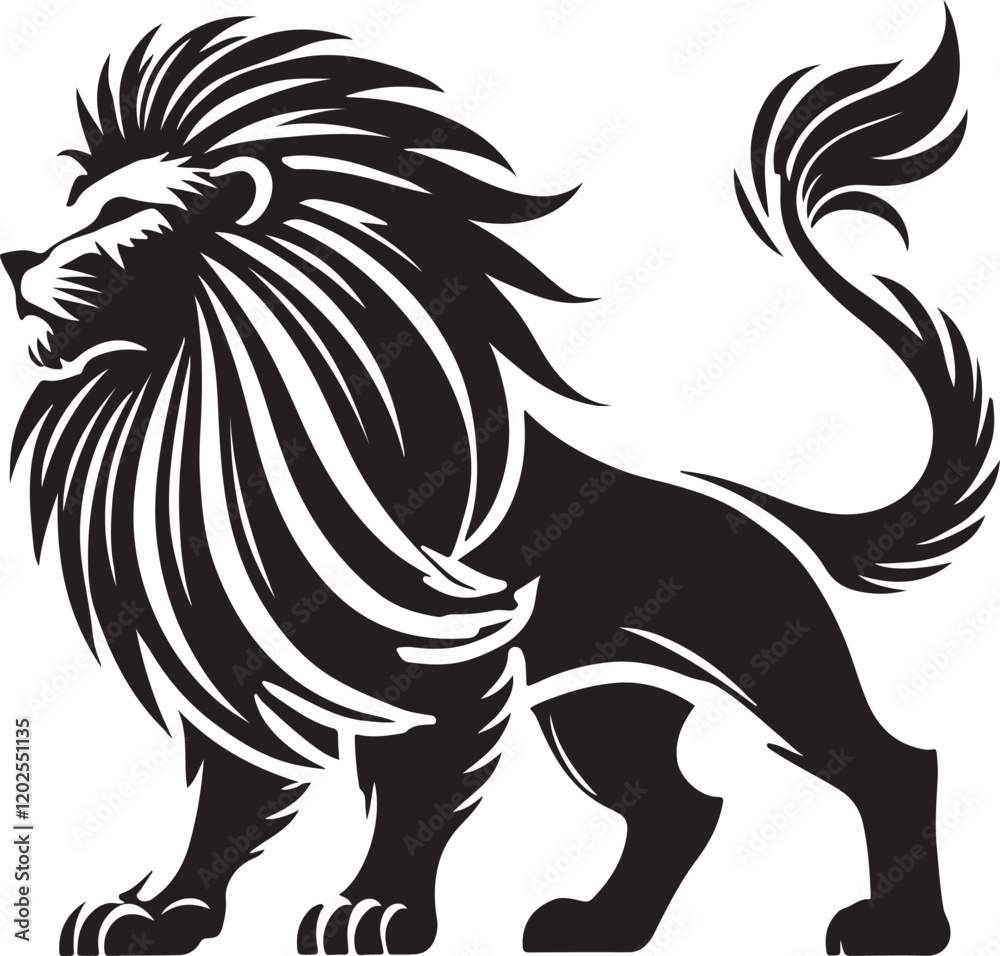 Obraz premium Lion icon silhouette vector with white background