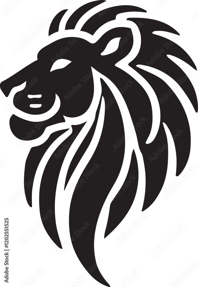 Fototapeta premium Lion icon silhouette vector with white background