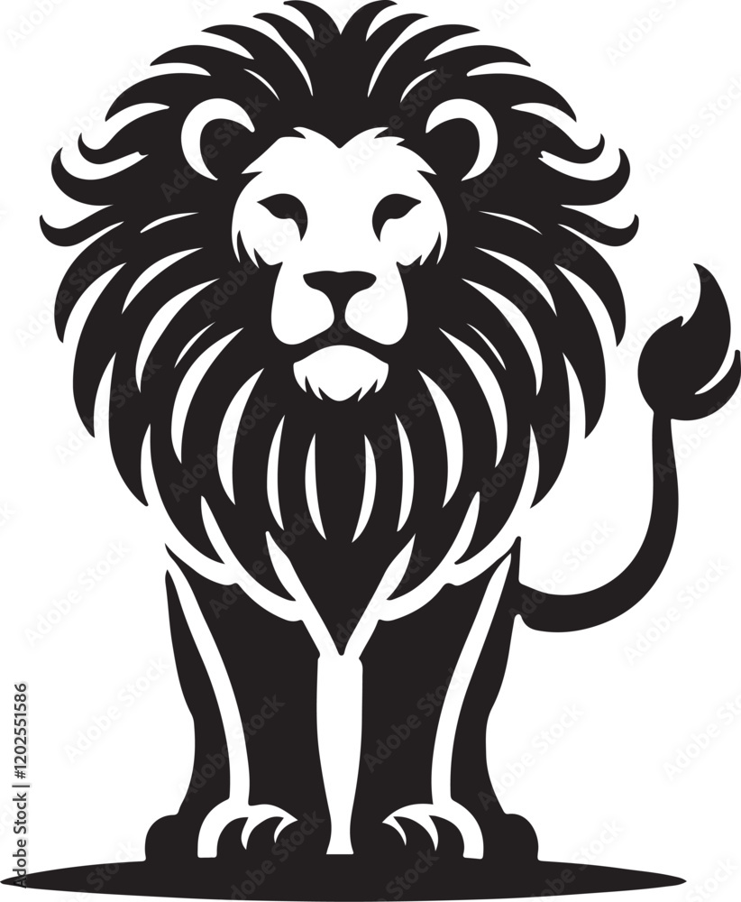 Fototapeta premium Lion icon silhouette vector with white background