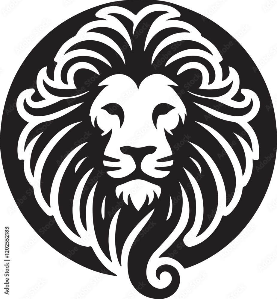 Fototapeta premium Lion icon silhouette vector with white background