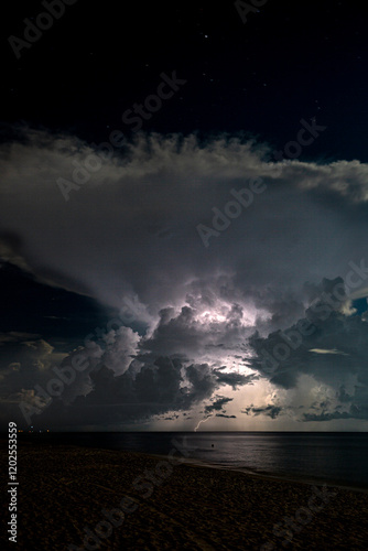 Lightning strikes off the coast of Collier County, Florida. photo