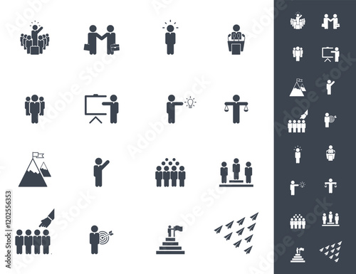 Leadership icons set.