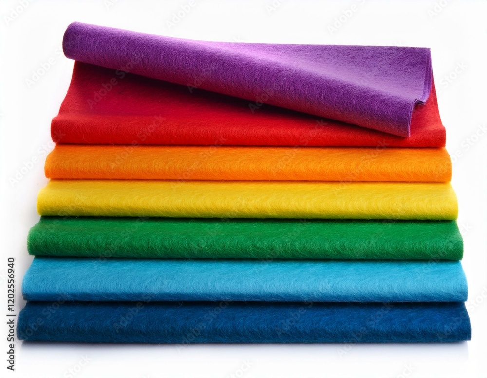 Rainbow felt decorative sheets isolated on the white background Rainbow felt decorative sheets isolated on the white background