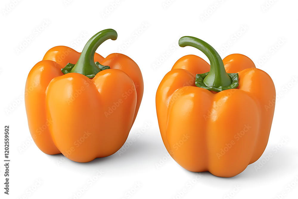 Two orange habanero peppers isolated on a white background Two orange habanero peppers isolated on a white background