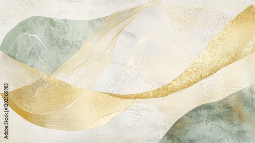Elegant abstract composition in gold and green