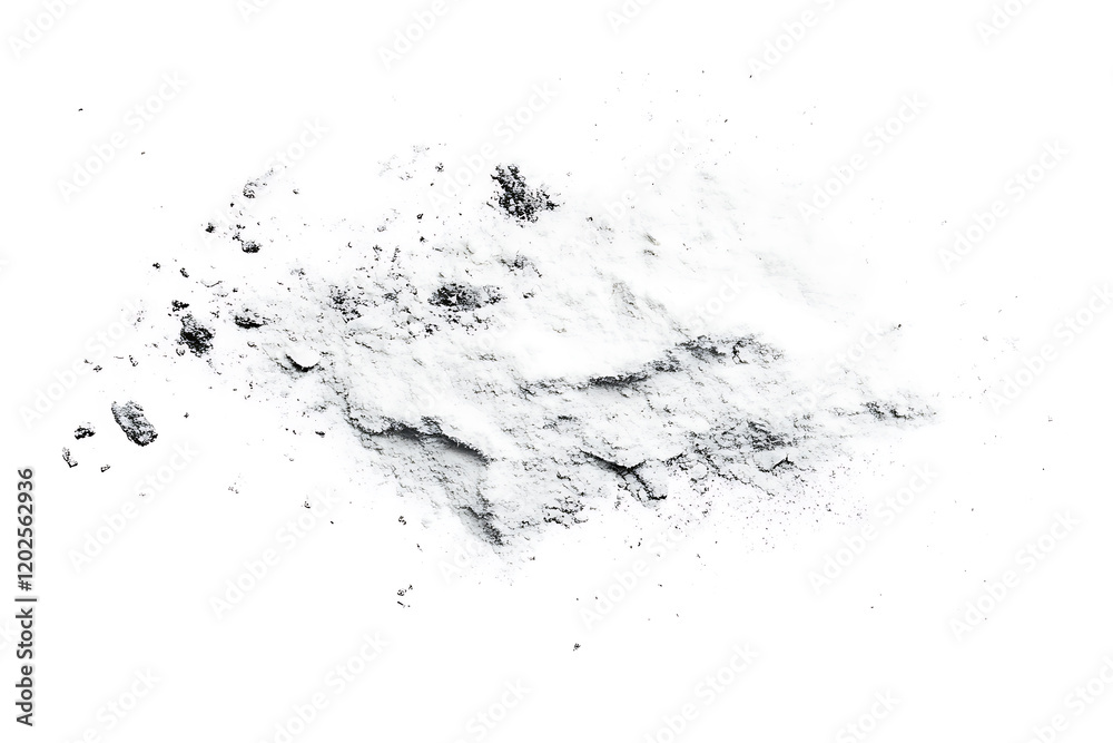 White flour or powder isolated on a white background White flour or powder isolated on a white background