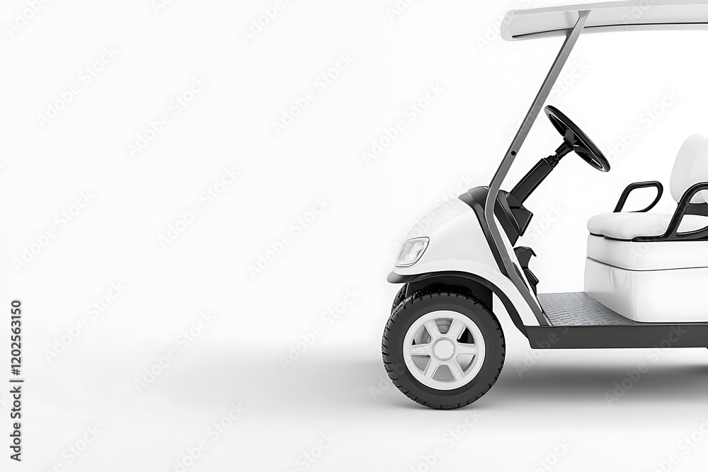 White golf cart isolated on a white background White golf cart isolated on a white background
