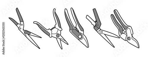 black and white images, vectors, various plant scissors
