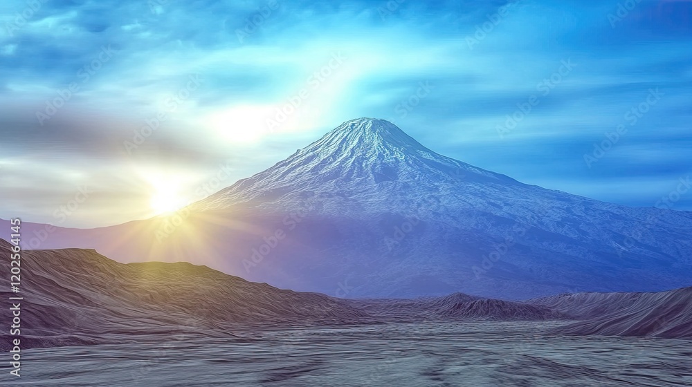 Fototapeta premium Majestic Mount Kilimanjaro Rising Above the Serene Plains at Dawn