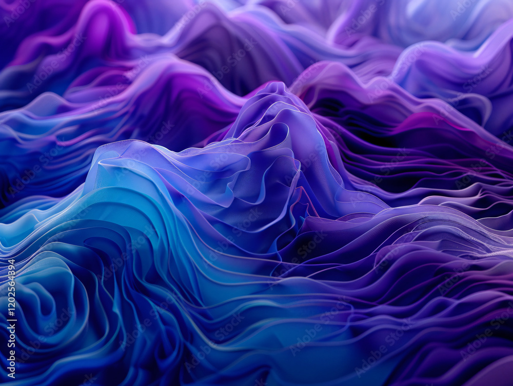 Obraz premium A smooth, flowing gradient of blue and purple hues with a subtle glowing effect, creating a calming abstract background.