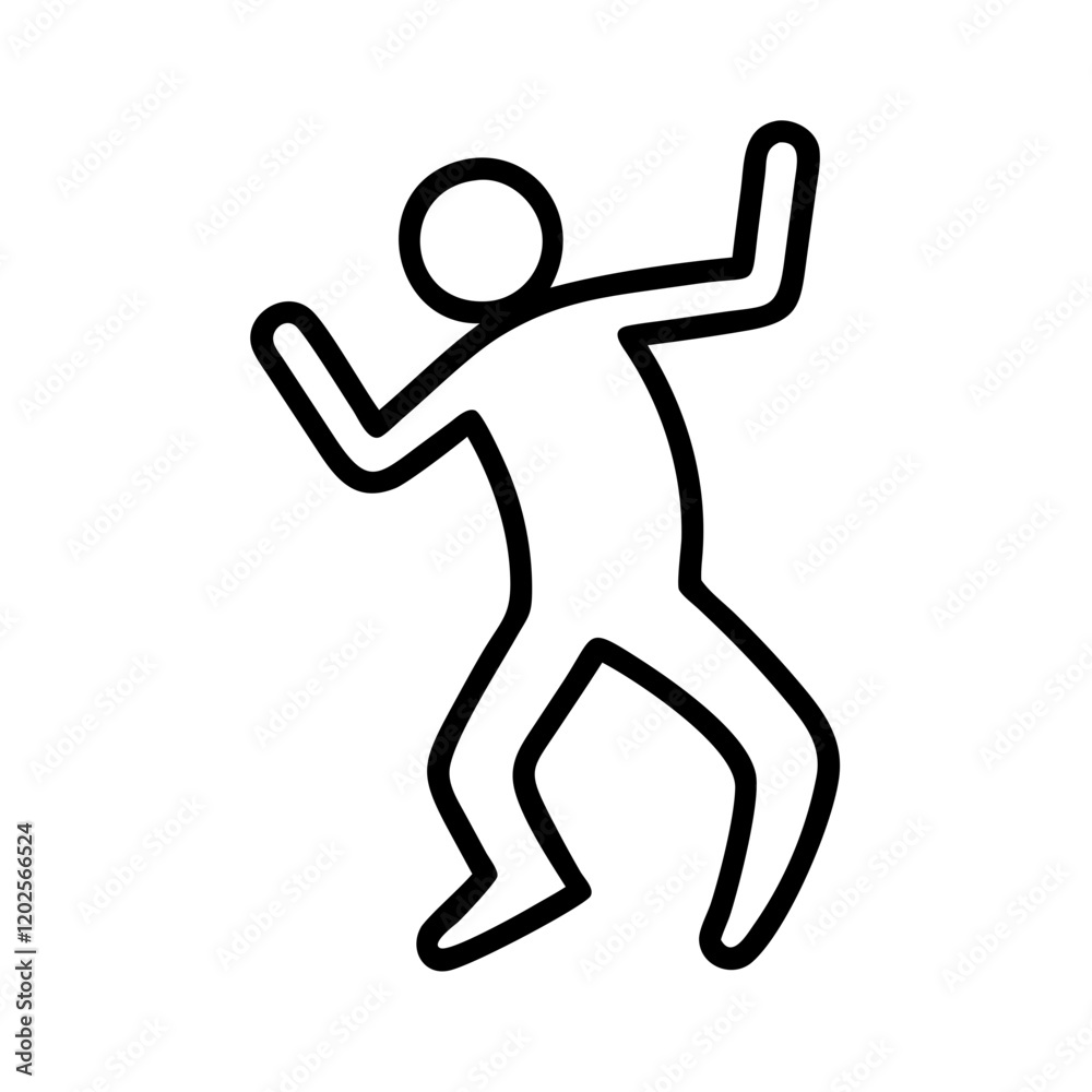 Dancing stick figure expressing joy on plain background Dancing stick figure expressing joy on plain background