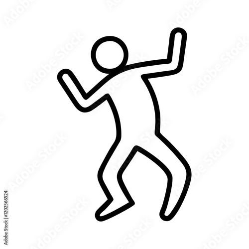 Dancing stick figure expressing joy on plain background