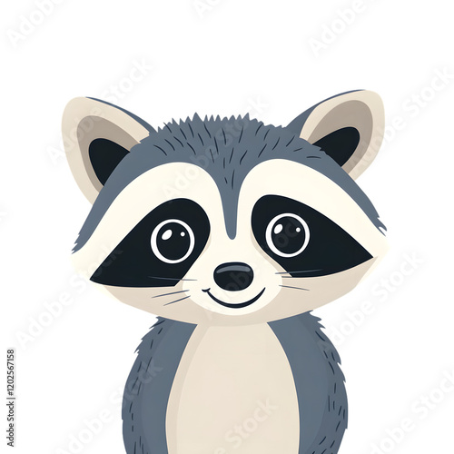 Cute raccoon portrait, forest background, children's book illustration (1)