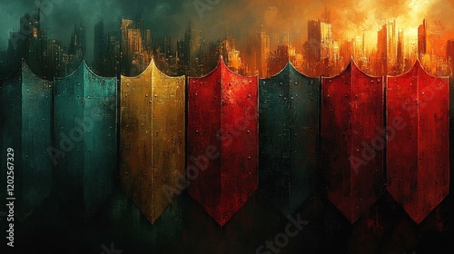 An abstract image of a digital fortress surrounded by encrypted shields. 247