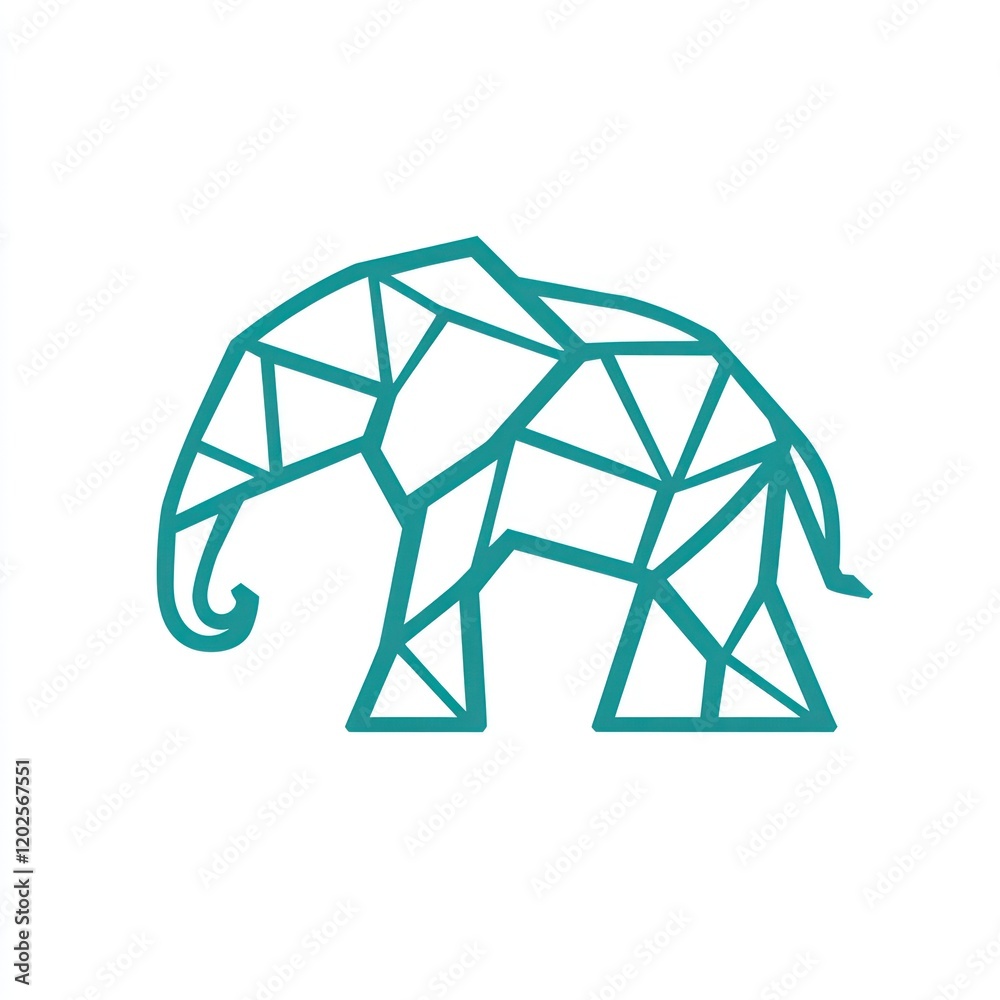 Geometric elephant design, nature, animal, art, illustration, white background, graphic Geometric elephant design, nature, animal, art, illustration, white background, graphic