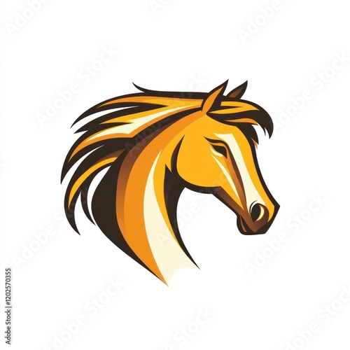 Palomino horse head profile, equestrian art, white background, logo design photo