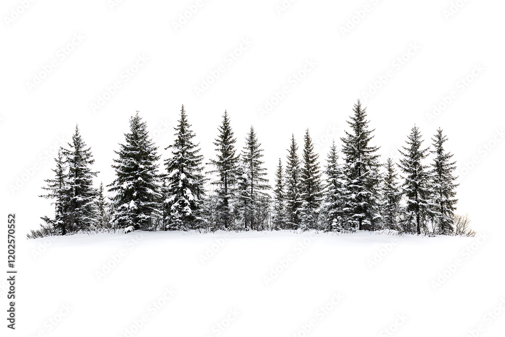 Fototapeta premium Snow landscape isolated on a white background