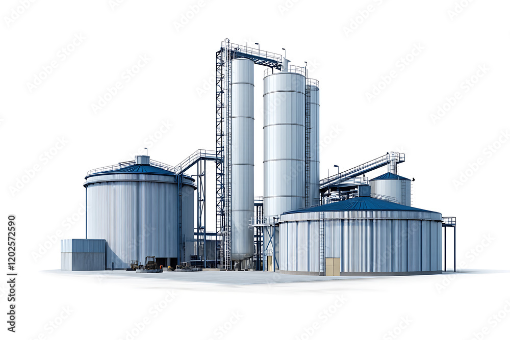 Storage tanks and silos isolated on a white background Storage tanks and silos isolated on a white background