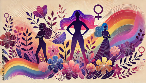 Happy Women’s Day. Vibrant Illustrations Celebrating International Women’s Day, Feminine Empowerment