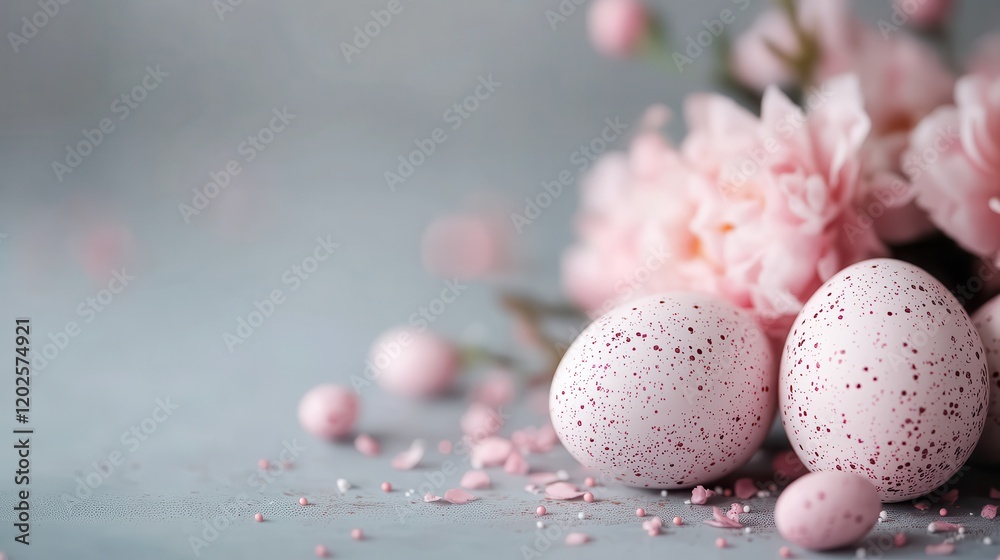 Spring blossoms and decorated eggs create a vibrant Easter atmosphere Spring blossoms and decorated eggs create a vibrant Easter atmosphere