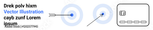Two targets with arrows, representing accuracy and goal achievement, and a credit card icon with text. Ideal for finance, marketing strategies, precision, goal setting, accuracy, success planning