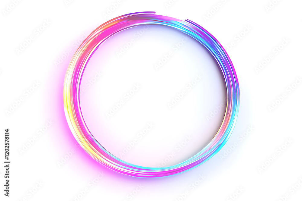 Round frame made of dynamic neon curved lines for technology concepts isolated on a white background Round frame made of dynamic neon curved lines for technology concepts isolated on a white background