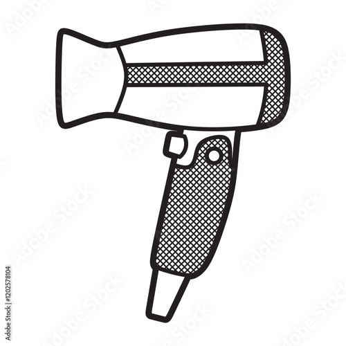 black and white picture, simple folding hair dryer