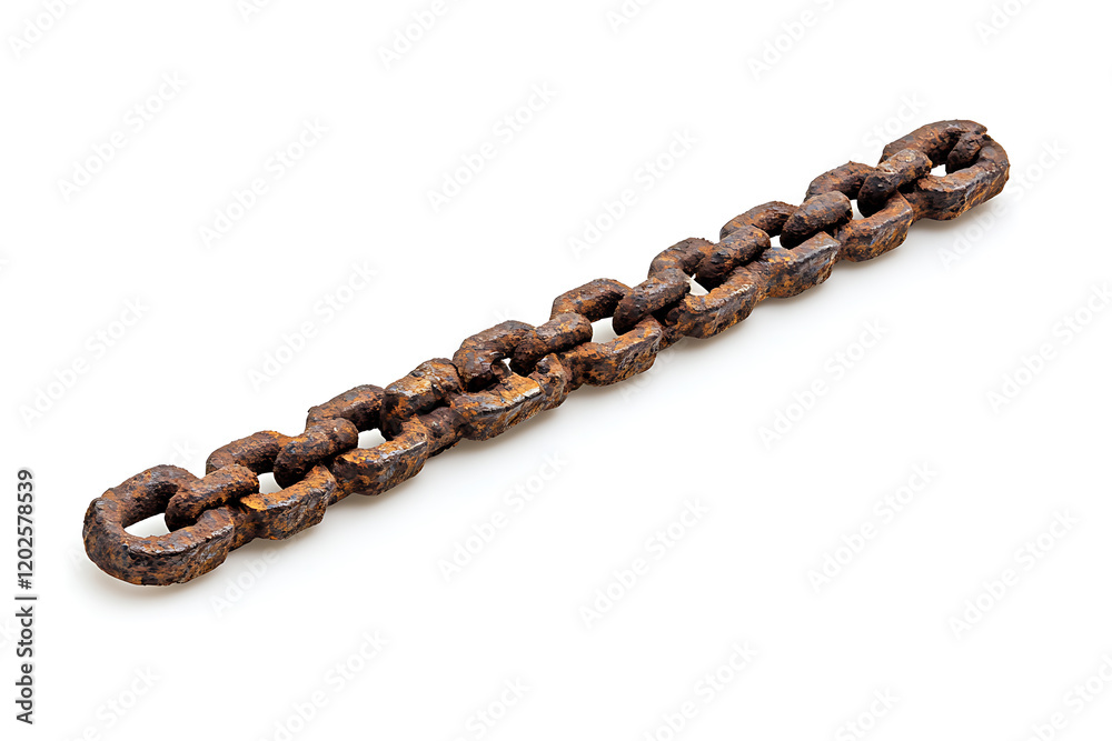 Obraz premium Rusty chain isolated on a white background