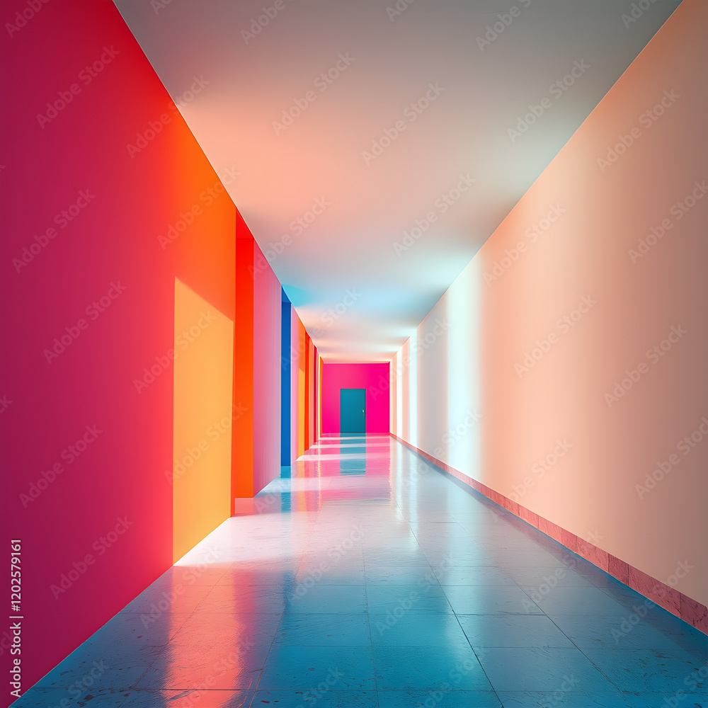 Fototapeta premium colorful liminal space, 3d render