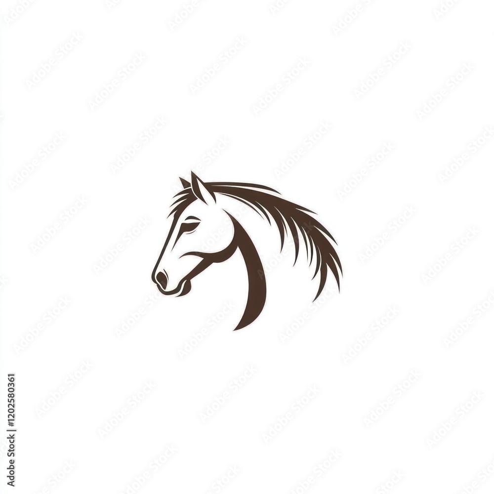 Elegant horse head profile, equine art, white background, logo design Elegant horse head profile, equine art, white background, logo design