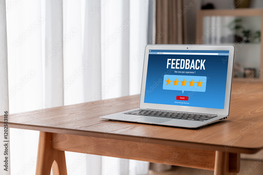 Fototapeta premium Customer feedback and review analysis by modish computer software for corporate business