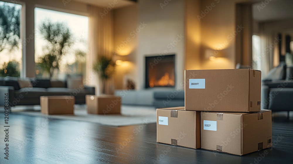 Stack of brown boxes in an empty room symbolizing house moving new beginnings modern living simplicity transition with blurred empty space representing opportunities change fresh start minimalism
Stack of brown boxes in an empty room symbolizing house moving new beginnings modern living simplicity transition with blurred empty space representing opportunities change fresh start minimalism
