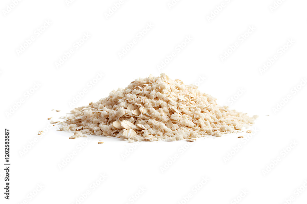 Oat flakes pile isolated a white background Oat flakes pile isolated a white background