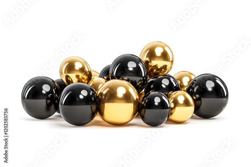 Set of golden and black festival bloons in groups isolated a white background photo