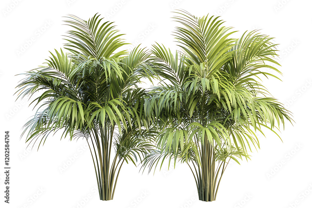 Obraz premium Set of green palm trees isolated on a white background