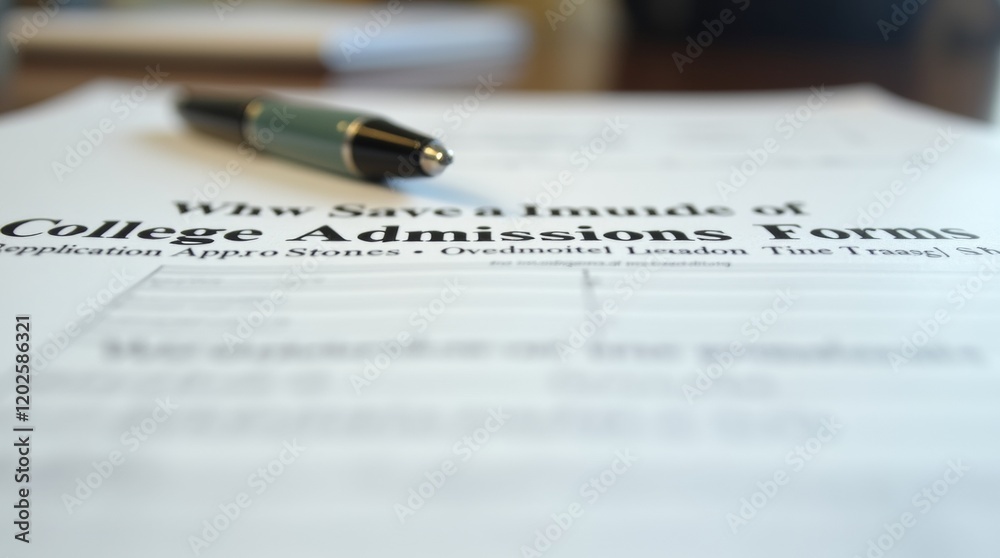 Close-up of college admissions application form Close-up of college admissions application form