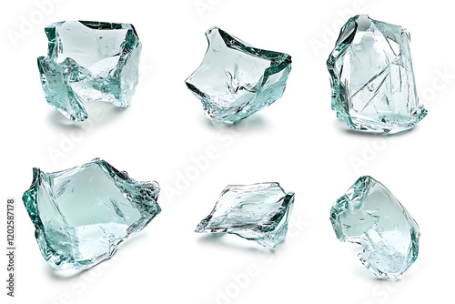 Wallpaper Mural Set of shattered glass fragments isolated a white background Torontodigital.ca