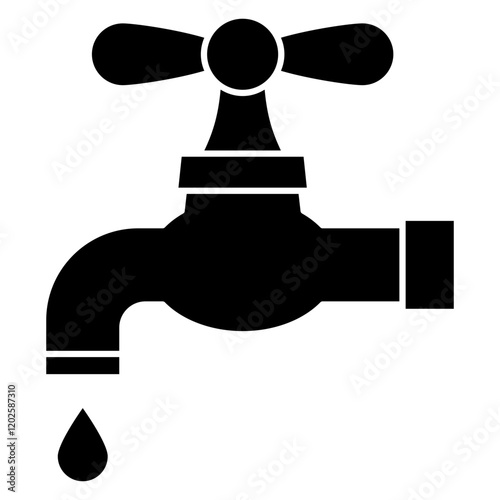 faucet with water drop. plumbing water tap icon