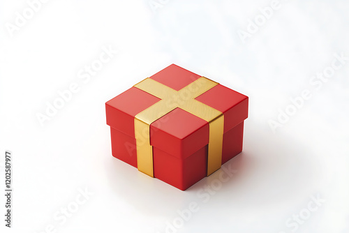 Wallpaper Mural Red gift box with gold ribbon isolated a white background Torontodigital.ca