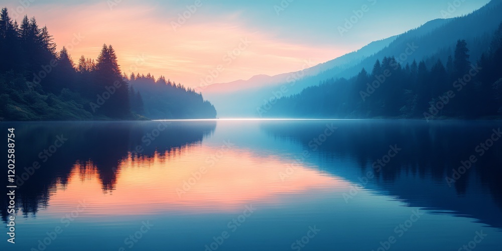 Scenic lake view during sunrise with reflection Scenic lake view during sunrise with reflection