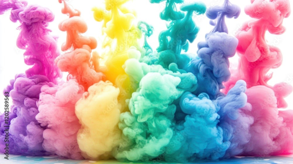 Fototapeta premium Colorful ink swirling in water, abstract background. (1)