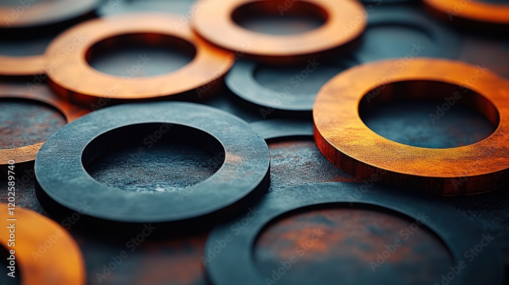Abstract metallic rings on grunge surface. Abstract metallic rings on grunge surface.
