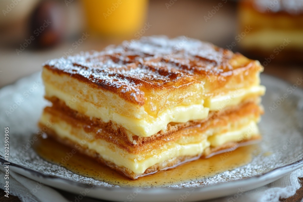 Slice of honey cake on a wooden board Slice of honey cake on a wooden board